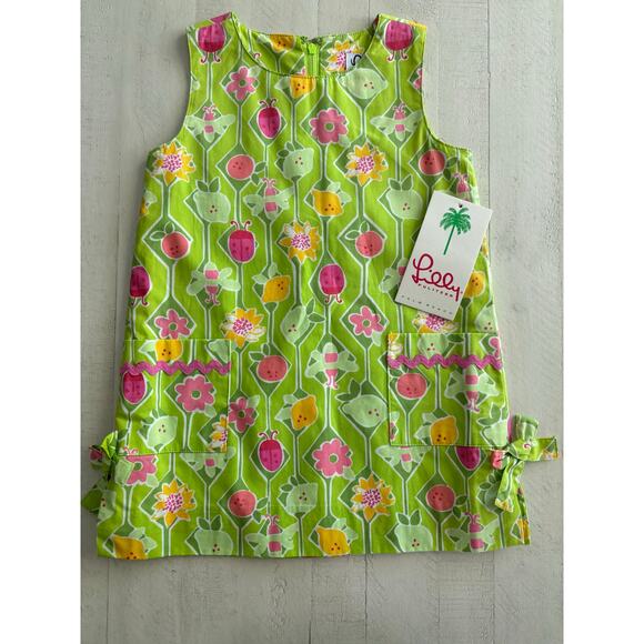 Y2K Vintage Lilly Pulitzer Little Lilly Bardot Green A-Maze-Ing Dress 3T NWT - Picture 1 of 6
